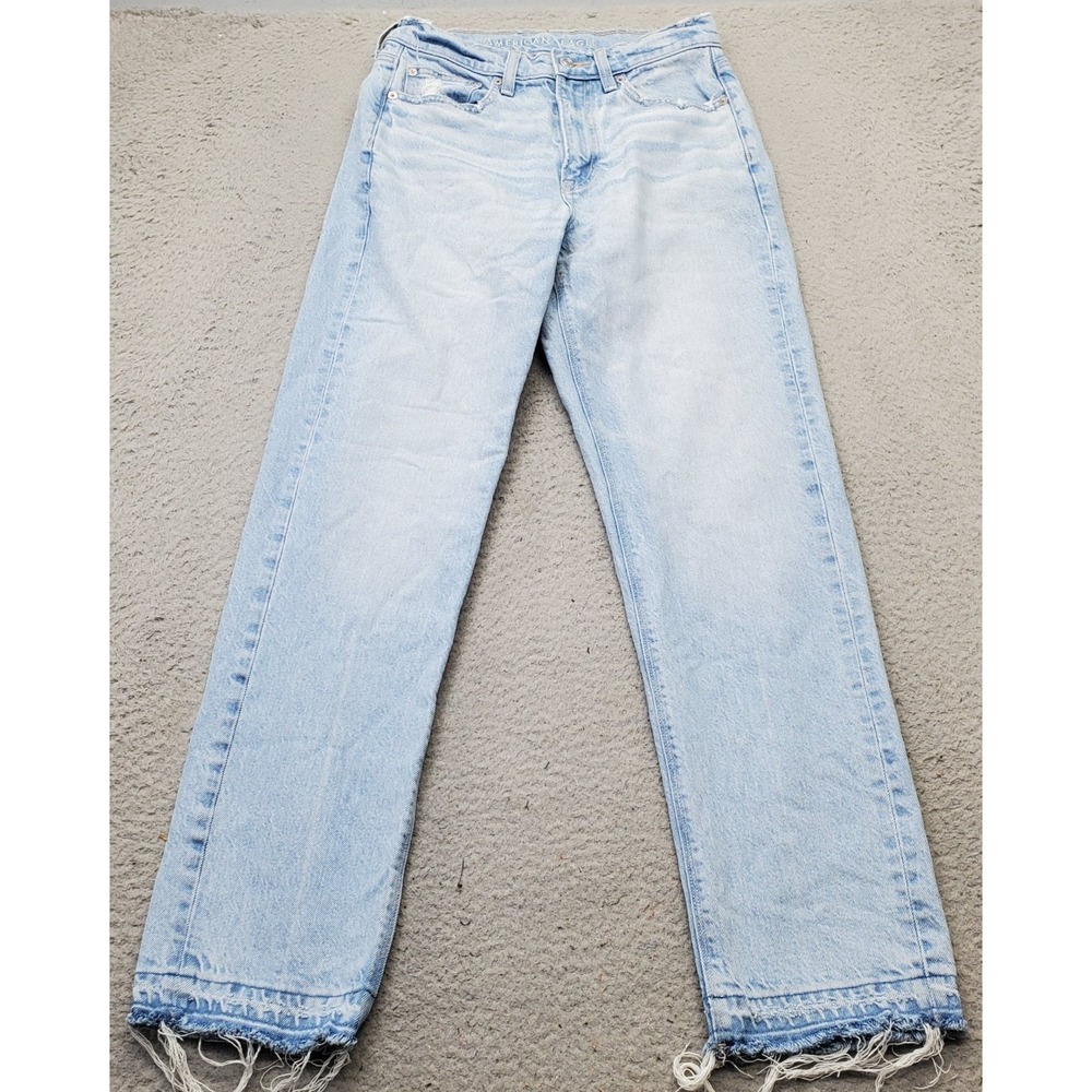 American Eagle Outfitters‎ Straight Jeans Womens 2 Blue Denim Super High Rise